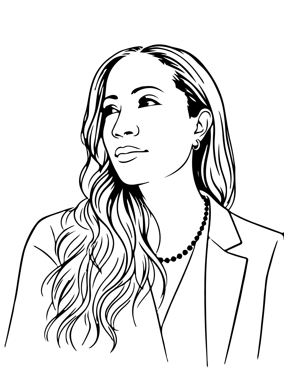Line drawing portrait of Lorenna Buck